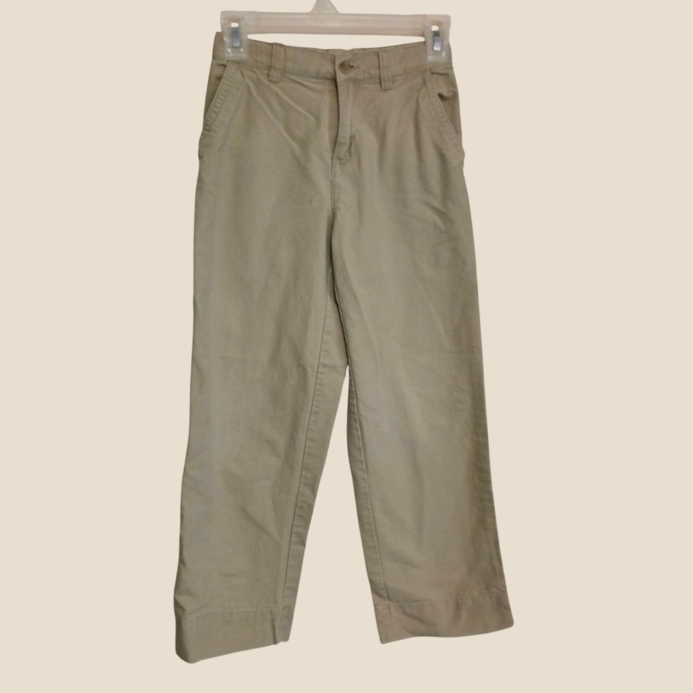 The Childrens Place Girls Wide Leg Uniform Pants Size 8 Khaki Linen Blend
